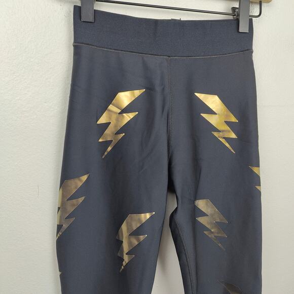 Ultracor Ultra Silk Bolt Legging Womens XS Nero Gold Lightning‎ Bolt Stretch - Picture 2 of 7